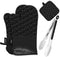 Qimh Oven Mitts and Pot Holders, 4 Pcs Kitchen Oven Mitts Set with Cooking Tongs, High Heat Resistant 500? Extra Long Non-Slip Silicone Surface Ov...