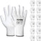 DULFINE Safety Work Gloves PU Coated-12 Pairs,White Seamless Knit Glove with Polyurethane Coated Smooth Grip on Palm & Fingers, for Men and Women,...