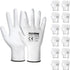DULFINE Safety Work Gloves PU Coated-12 Pairs,White Seamless Knit Glove with Polyurethane Coated Smooth Grip on Palm & Fingers, for Men and Women,...