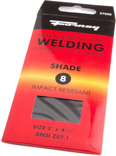 Forney 57008 Lens Replacement Hardened Glass, 4-1/4-Inch-by-2-Inch, Shade-8 , Black...