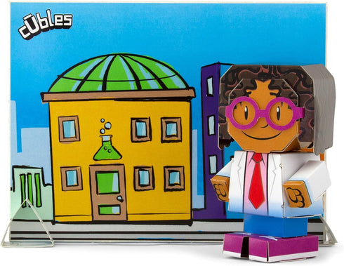 Cubles Mindy Microbe from Max Meow Series - Create a Fun Durable Paperboard Action Figure - Puzzle + Origami = STEM Craft Collectible - No Glue No...