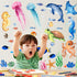 4 Sheets Ocean Fish Wall Decals Stickers Sea Wall Decal Stickers Removable Sea Life Marine Animal Sticker Underwater Ocean Creatures Decor for Kid...