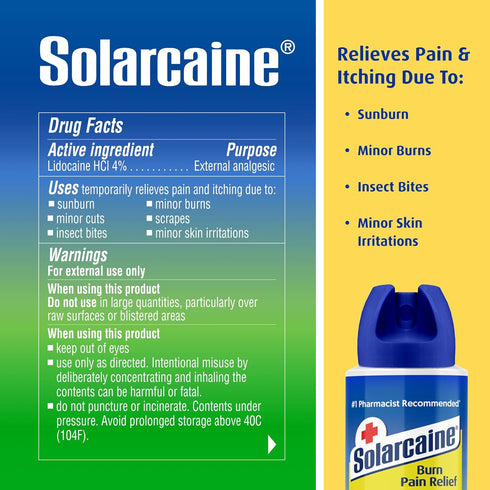 Solarcaine Aloe Sunburn Relief Spray with 4% Lidocaine - After Sun Care Relief Spray for Burns, Scrapes & Itch - Aloe Spray to Soothe, Cool & Repl...