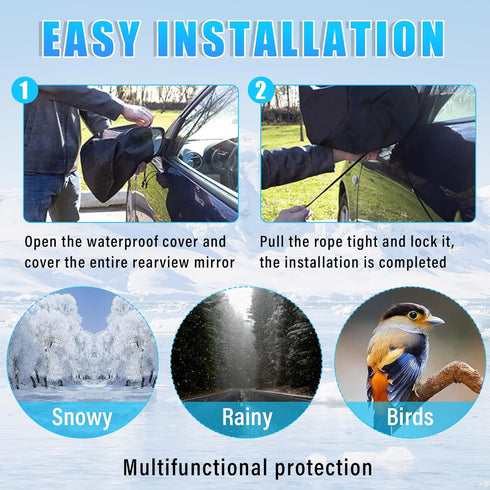 6 PCS Waterproof Side View Mirror Covers, Frost Guard Mirror Cover, Car Mirror Accessories with Drawstrings, Snow Ice Mirror Protective Equipment ...