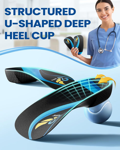 3/4 Arch Support Insoles for Women/Men,QBK Orthotics Shoe Insoles High Arch Supports Shoe Insoles for Plantar Fasciitis, Flat Feet, Over-Pronation...