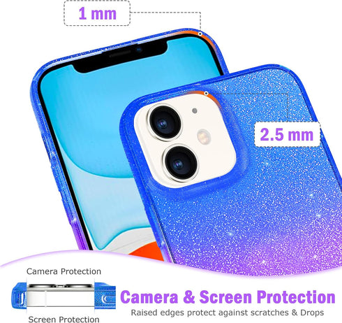JJGoo Compatible with iPhone 11 Case, Clear Glitter Sparkle Shock Absorption Protective Phone Cases Cute Slim Thin Cover for Women Girls (6.1 inch...