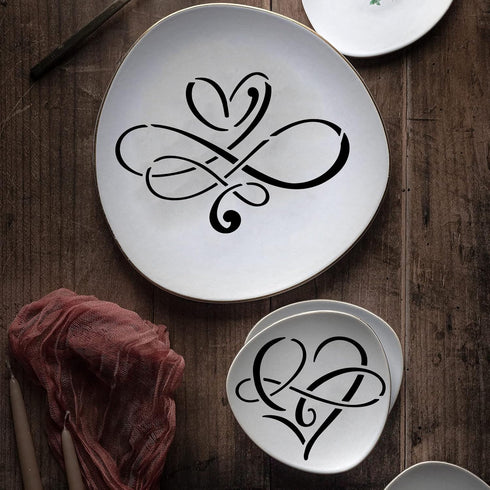 BENECREAT Love Sign Stencil, 12x12" Infinity Heart Plastic Reusable Drawing Stencils Decoration Template for Painting on Scrapbook Fabric Floor Fu...