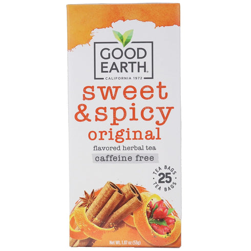 Good Earth Sweat & Spicy Caffeine Free Herbal Tea - Single Box w/ 25 Tea Bags...