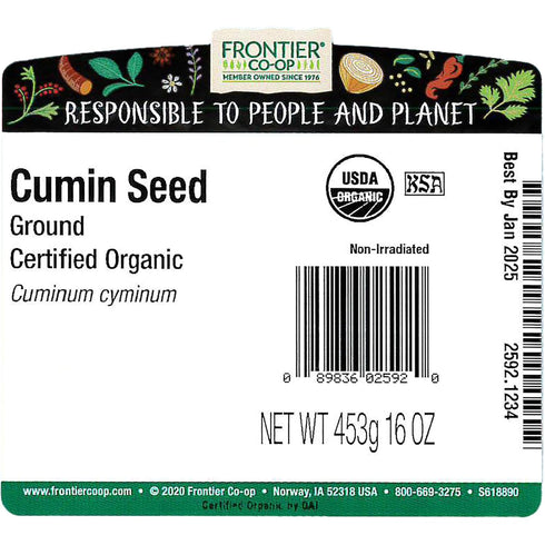 Frontier Herb Organic Ground Cumin Seed, 16 oz...