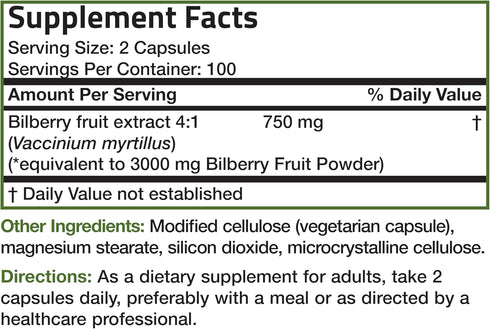 Bronson Bilberry Extra Strength Vaccinium Myrtillus, Promotes Eye Health and Supports Healthy Vision - Non GMO, 200 Vegetarian Capsules...