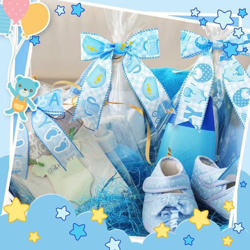 6 Rolls 30 Yards Baby Boy Light Blue Craft Ribbon for Baby Shower Decorative Ribbon Baby Boy Blue Ribbon for Welcome Wrapping Gifts Making Bow Box...