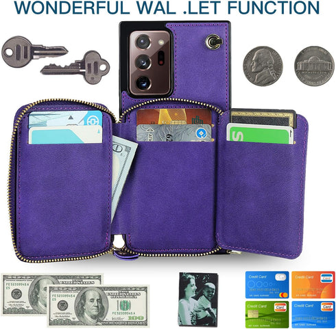 Asuwish Phone Case for Samsung Galaxy Note 20 Ultra 5G Wallet Cover with Screen Protector and Zipper Card Holder Slot Stand Leather Note20 Plus No...