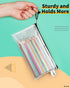 Smarpau Pencil Pouch 24PCS, 9.3" x 4.7" Mesh Zipper Pouches for Organizing, Bill Size Waterproof Zipper Pencil Bags for Travel, Office, Home Stora...