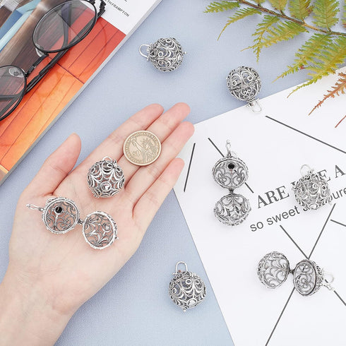 arricraft 10pcs Cage Pendants, Brass Locket Charms, Chime Ball Pendants, Locket for Necklaces Jewelry Making Supplies-Antique Silver...