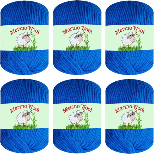 Sunny Cat 100% Pure Merino Wool Yarn for Knitting – 6pcs Merino Wool Yarn for Knitting and Crocheting – 1.8oz(10.8oz) Wool Skeins – Light/DK Weigh...