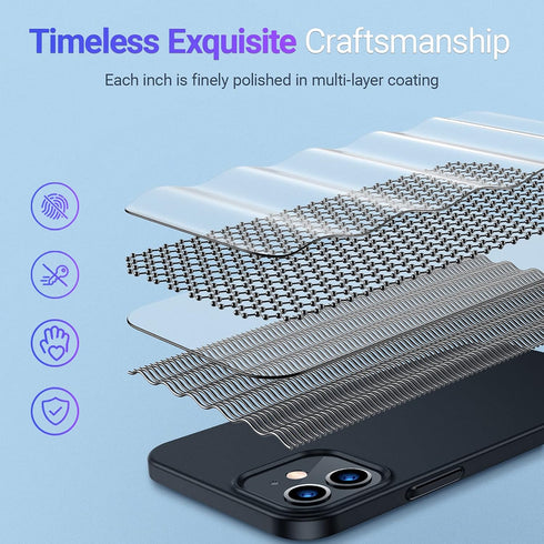 TORRAS Slim Fit iPhone 12 Case/iPhone 12 Pro Case, Slim Yet Protective, Velvety Feel, Non-Slip Matte for iPhone 12 Slim Case/iPhone 12 Pro Thin Ca...