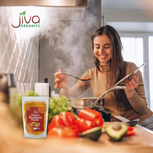 Jiva Organic Turmeric Powder 7 oz - Packaged in Resealable Bag, 100% Raw with Tumeric Powdered Organic, Turmeric Curcumin Powder, Origins from Ind...