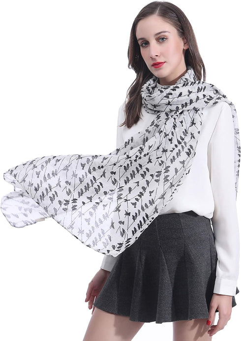 Bird Print Women's Scarf Shawl Wrap Lightweight...
