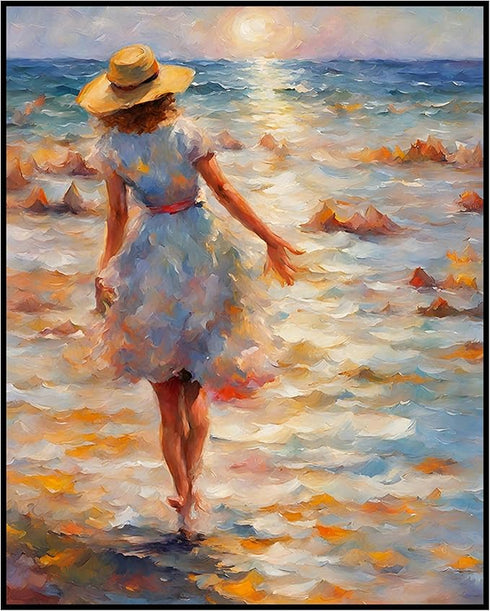Posterizer 1 pcs- sea and beach themed oil painting style print 20-Landscape & Nature Art-Floral Botanical Art- Decor for Home & Office- unframed ...