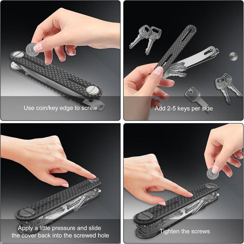 Key Organizer Key Chain - Minimalist Compact 10 Keys Holder, Carbon Fiber Lightweight Key Case with Belt Clip for Men...