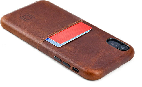 Dockem M1 Card Case for iPhone XR (6.1"): Slim Genuine Leather Wallet Case with Built-in Metal Plate for Magnetic Mounting and Lay-Flat Card Slot:...