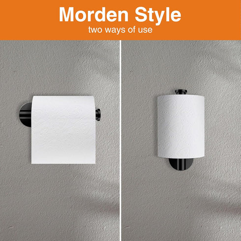 Matte Black Bathroom Toilet Paper Holder, Premium Thicken SUS304 Stainless Steel Rustproof Wall Mounted Toilet Tissue Roll Holder for Bathroom, Ki...