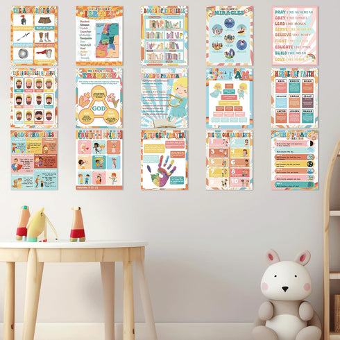 gisgfim Hippie Bible Posters for Classroom Religious Posters 14 x 11 In Groovy Books of the Bible Bulletin Board Ten Commandments Poster Christian...