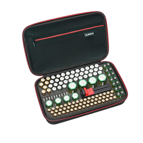 RLSOCO Battery Organizer Storage Case - Waterproof Holder Stores Up to 120+ Batteries: AA AAA C D 9V and More (Case Only,Batteries ? Battery Teste...
