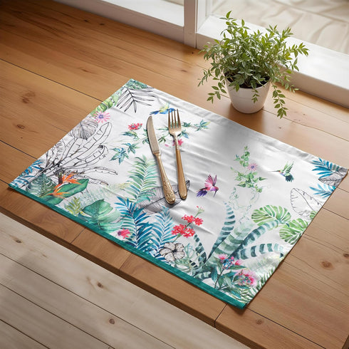 Maison d' Hermine Placemats Set of 4 100% Cotton Washable Cloth Place Mats, Reusable Table Mats for Kitchen Dining Decoration, Party, Wedding, Res...