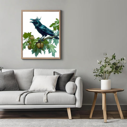 Posterizer 1 pcs-detailed natural history illustration of a raven-Corvus corax 4-Art for Animal Lovers-Gift for Men Women Teens-Chic Home Decor- u...