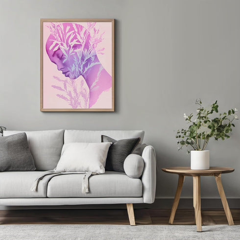 Posterizer 1 pcs-pink purple art-growth in solitude-in oil painting style 2-Abstract & Modern Art-Floral & Botanical Art-Chic Home Decor- unframed...