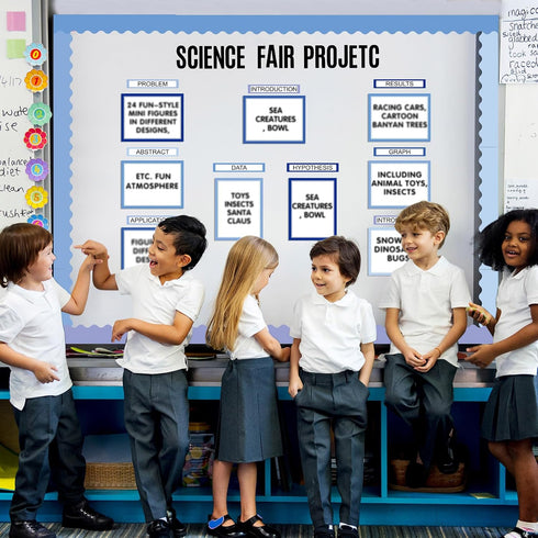 92 Pcs Science Fair Board Supplies 60 Trim Scalloped Bulletin Borders 18 Presentation Subtitles 6 Project Titles 8 Letter Sticker for Classroom Di...