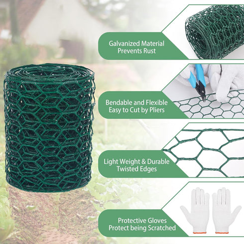 Floral Chicken Wire for Craft,4 x 118 Inch Lightweight Galvanized Hexagonal Chicken Wire Netting, 2mm Thickness Chicken Wire Fence for Garden Poul...
