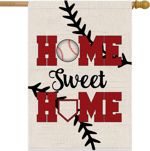 12x18 Inch Double Sided Summer and Spring Garden Flag - Baseball Home Sweet Home House Flag - Seasonal Large Outdoor Yard Flags of Burlap - Bat Ba...