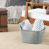 Household Essentials 623 Small Tapered Soft-Side Storage Bin with Wood Handles, Gray, Grey...