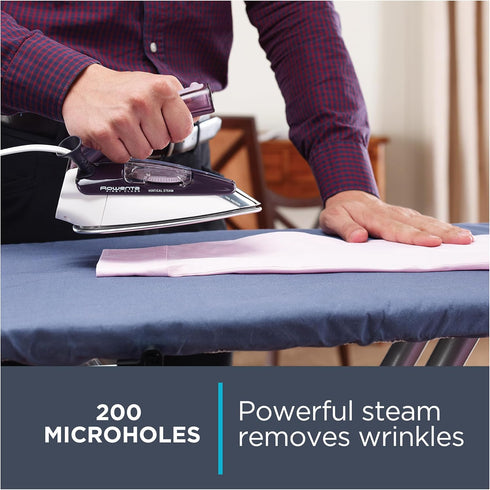 Rowenta Travel Iron, Pro Compact Stainless Steel Soleplate Hand Held Steamer Iron for Clothes, 200 Microsteam Holes, 1000 Watts Ironing, Fabric St...