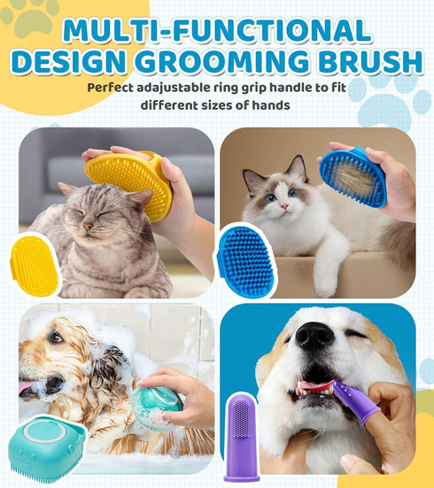 Dog Bath Brush Pet Massage Shampoo Brush Dog Scrubber for Dog Washing Brush Scrubber Pet Bath Massage Brush with Soft Silicone Bristles for Dog Ca...