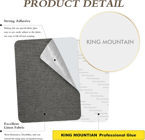 KING MOUNTAIN Fine Linen Repair Patches, Self-Adhesive Linen Fabric Patches, 8X11 inch Extra Size, Multi Color, Can be Used for Linen Sofa Repair ...