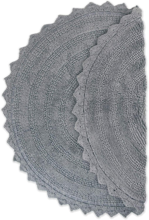 DII Crochet Collection Reversible Bath Mat, Round, 27.5" Diameter, Gray...