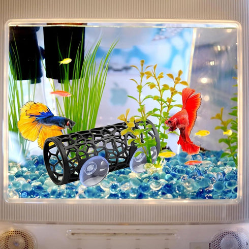 Betta Fish Tank Accessories Decorations, Betta Tunnel Swim Tube Soft Edged Betta Hammock Bed Shrimp Guppies Hideout Betta Shelter Toys with Suctio...