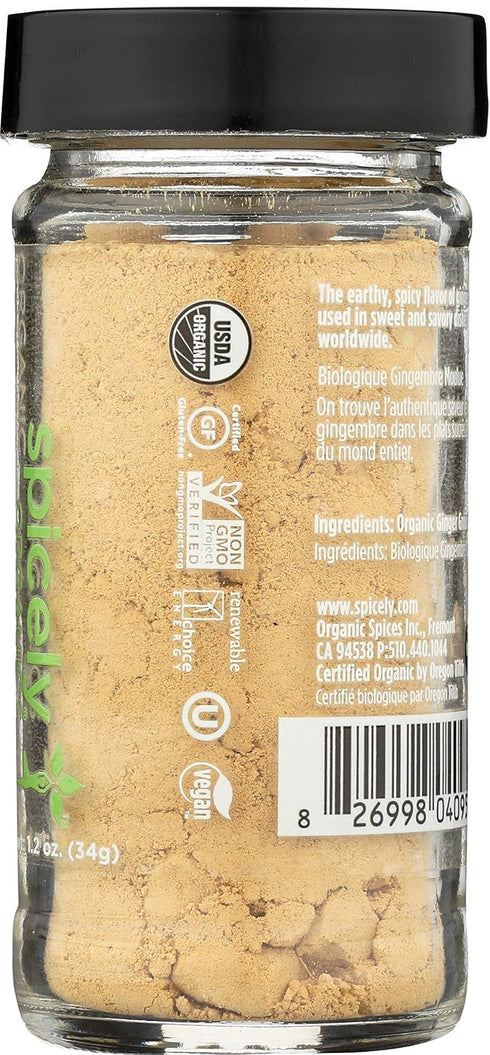 Spicely Organics USDA Certified Organic Ginger Ground, No Artificial Colors or Preservatives, Zero Sugar, Vegan Friendly, Kosher, Gluten Free & No...