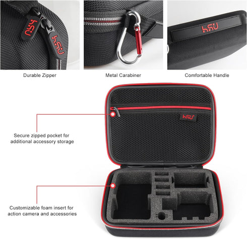 HSU Middle Protective Carrying Case for GoPro Hero 12, 11, 10, 9, 8, Hero 7 Black, Hero 6,5, 4 Black and Accessories, Compact and Safe Action Came...