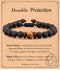 Seyaa Double Protection Natural Stone Bracelet for Men Teen Boys, Tiger Eye Black Onyx 8mm Handmade Bead Bracelet Crystal Bracelet Bring Luck...