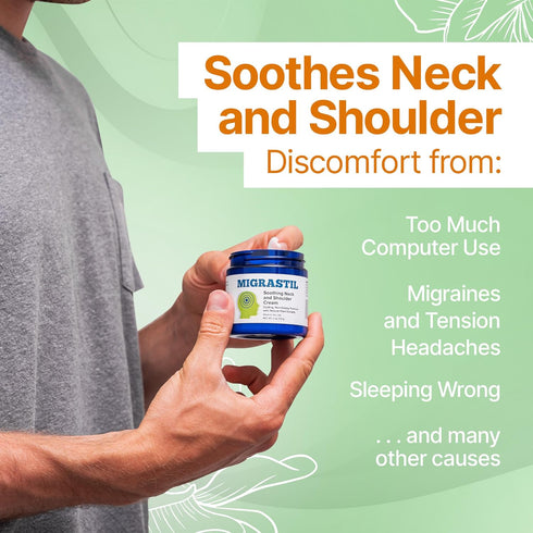 Basic Vigor Migrastil Soothing Neck & Shoulder Cream - Fast-Acting & Powerful - Non-Greasy Topical Cream (4 oz.) Made in The USA...