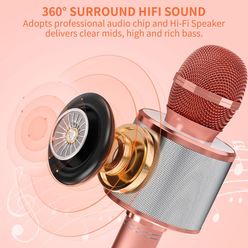Kids Microphone for Singing, Wireless Bluetooth Karaoke Microphone for Adults, Portable Handheld Karaoke Machine, Toys for Boys and Girls Gift for...