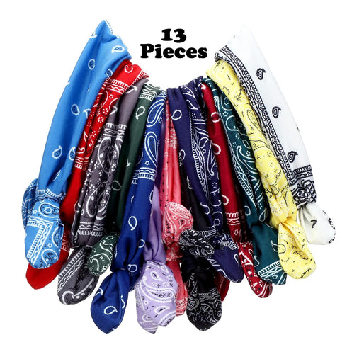 WILLBOND 13 Pieces Bandana Headband for Women Paisley Hair Bandanas Boho Bow Headbands Elastic Knot Rabbit Ear Head Wrap Cute Hair Accessories for...