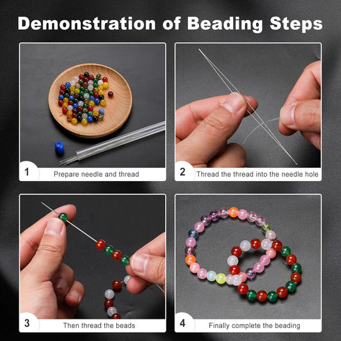 18 Pcs collapsible Big Eye Seed Beads Needles Set with Bottle...