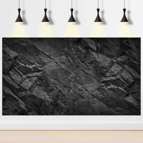 Black Rock Aquarium Background Stone Reptile Habitat Background Rocky Fish Tank Terrarium Background Polyester Black Tanks Decor Vinyl 30x12in...