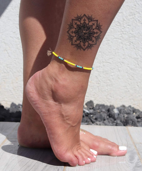 Anklet for Teen Girls and Women, Hippie Colorful Yellow Beaded Beach Anklet, Native American Jewelry, Adjustable Waterproof String Anklet, Handmad...