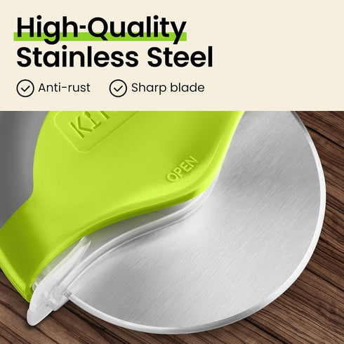 Kitchy Pizza Cutter Wheel with Protective Blade Cover, Ergonomic Pizza Slicer (Green)...